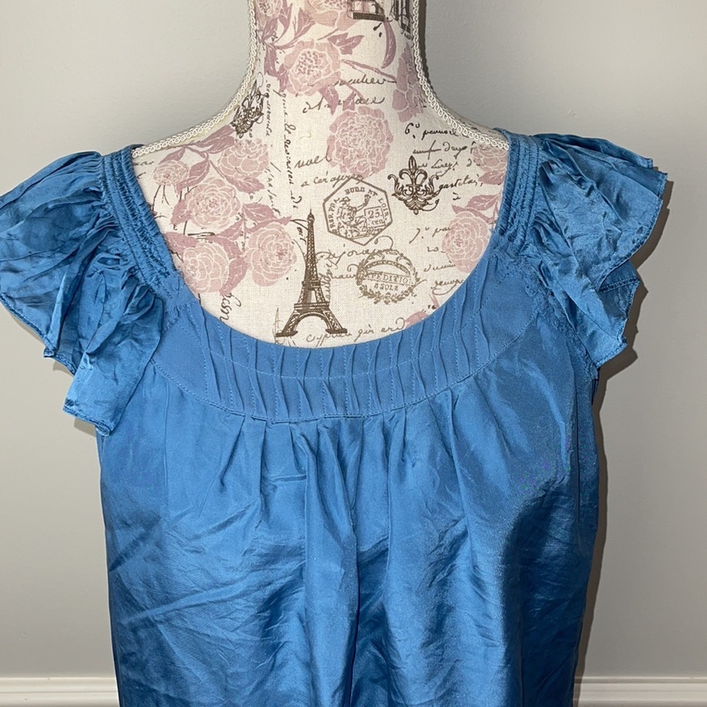 Banana Republic Blue Silk Blouse Small Petite - Picture 2 of 7
